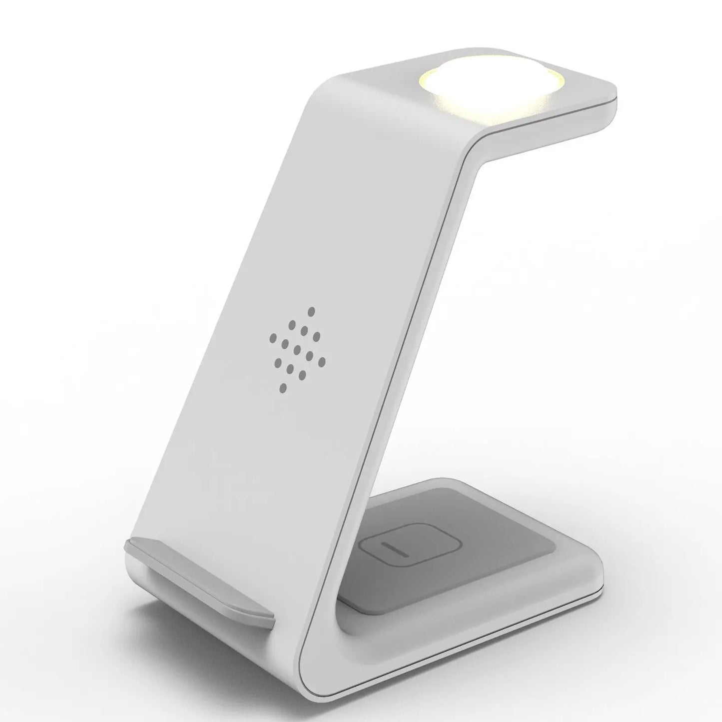 White electronic device with a stand on a white background